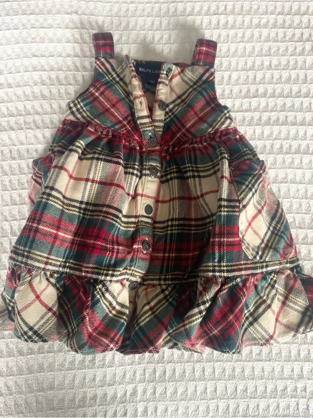 Ralph Lauren Cream, Red & Green Plaid Baby Dress size 9M